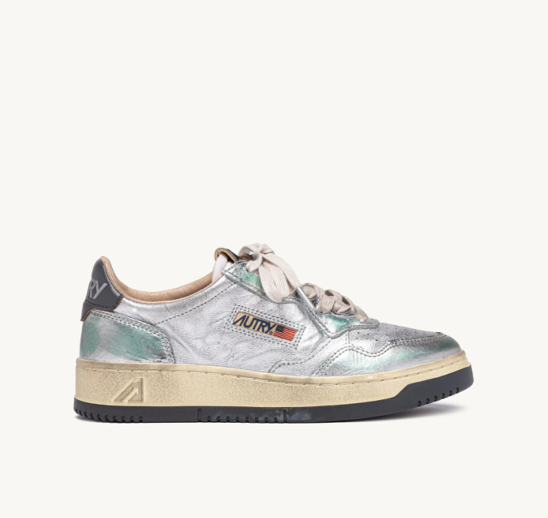 ZAPATILLAS MEDALIST LOW SUPER VINTAGE DE PIEL METALIZADA PLATEAD